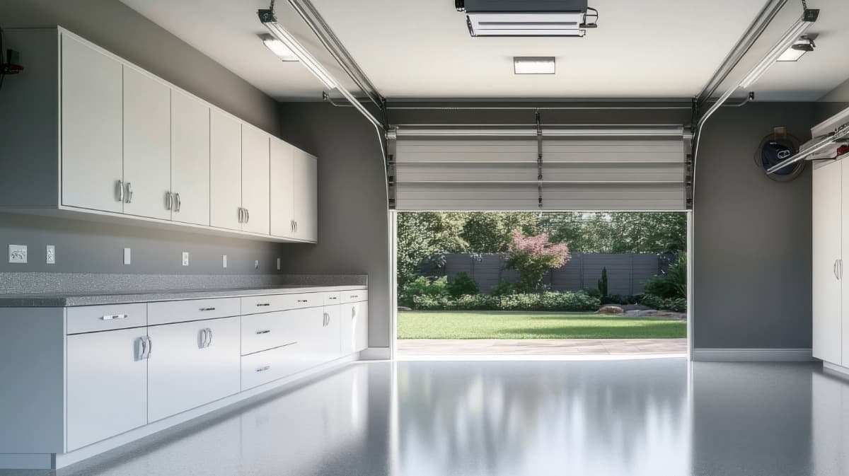white modern garage cabinets